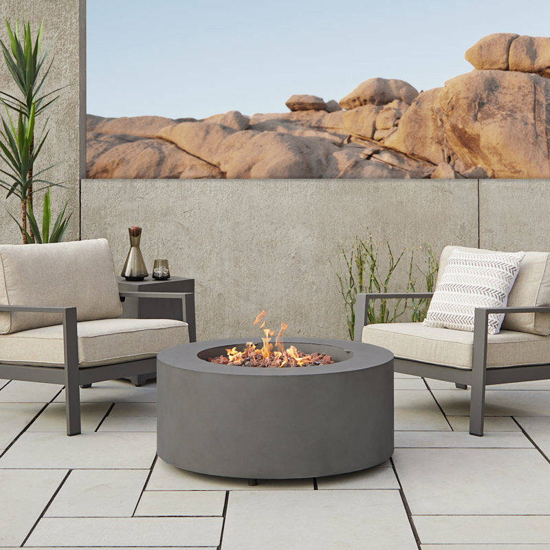 AEGEAN 36" Round Steel Propane or Natural Gas Fire Pit Table by Real Flame