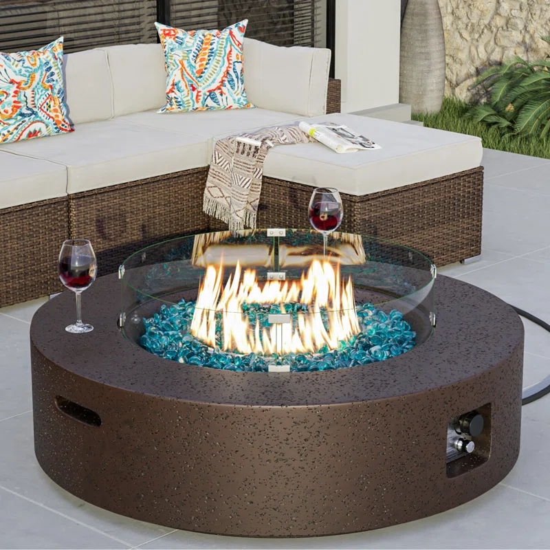 Outdoor Concrete Propane Fire Pit Table