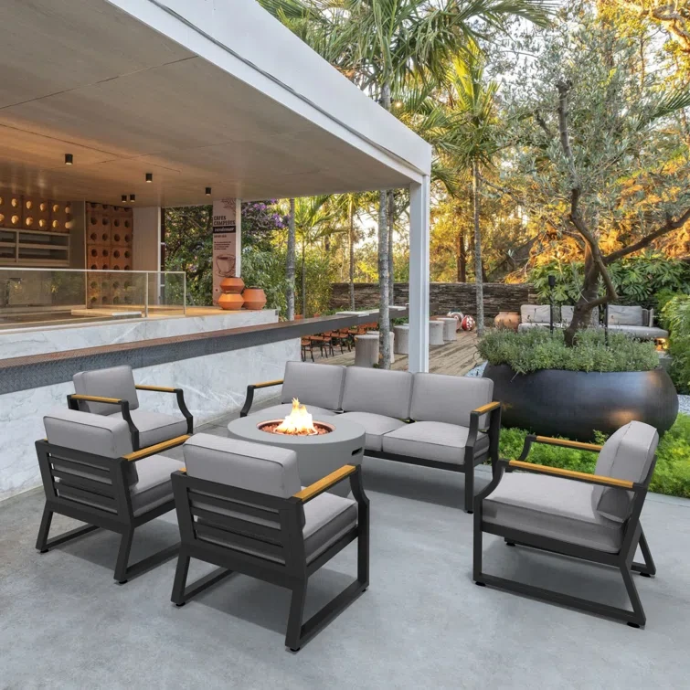 7 - Person Outdoor Seating Group with Cushions