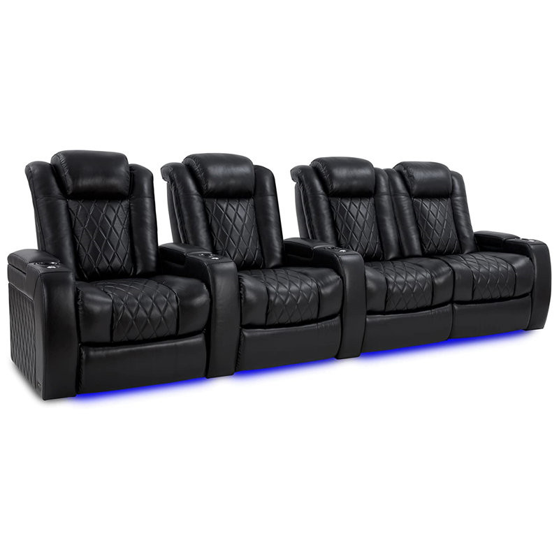 Tuscany Leather Home Theater Seating with Cup Holder