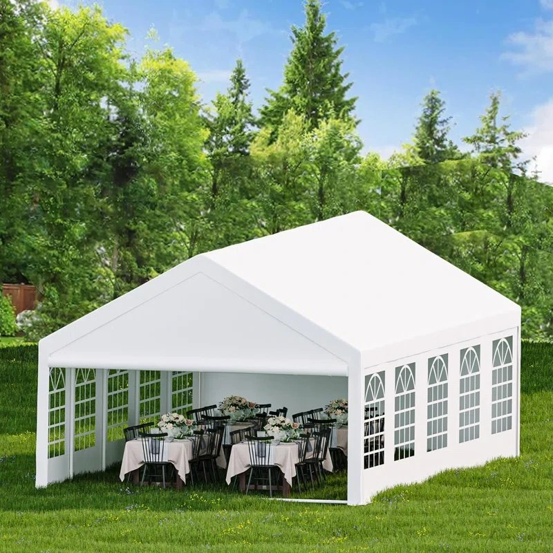 196.8" H x 393.6" W x 129.6" D High - Density Polyethylene (HDPE) Party Tent