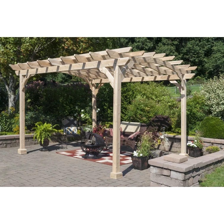 12 Ft. W x 10 Ft. D Solid Wood Pergola