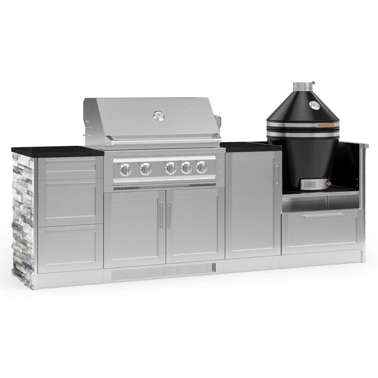 Outdoor Kitchen Signature Series 8 Piece Cabinet Set with 36 in. Propane Gas Platinum Grill