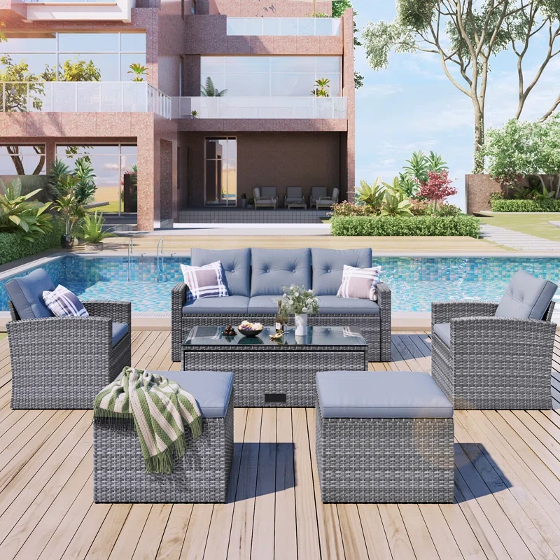 7 - Person Outdoor Seating Group with Cushions