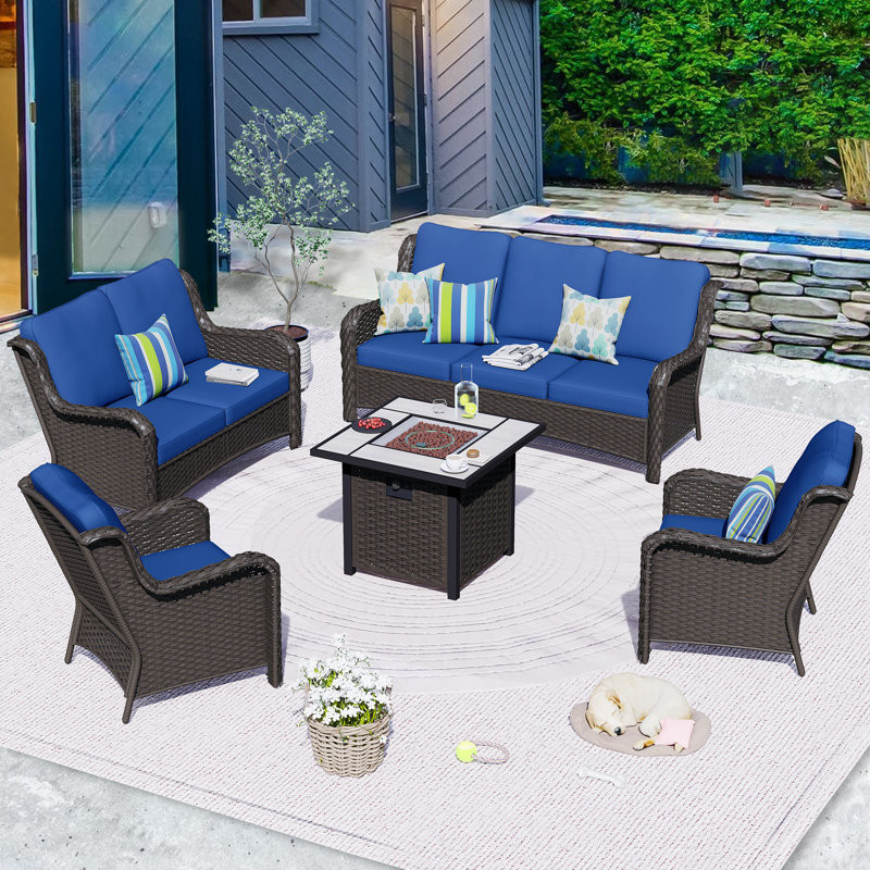 Tommy 7 - Person Outdoor Seating Group with Cushions