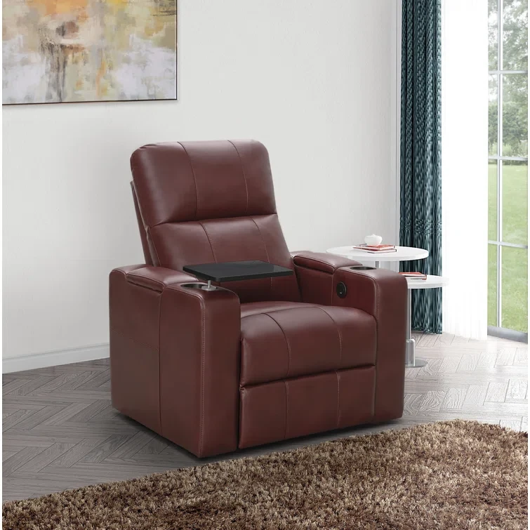 Vannatta Faux Leather Power Reclining Home Theater Seating with Cup Holder (Set of 2)