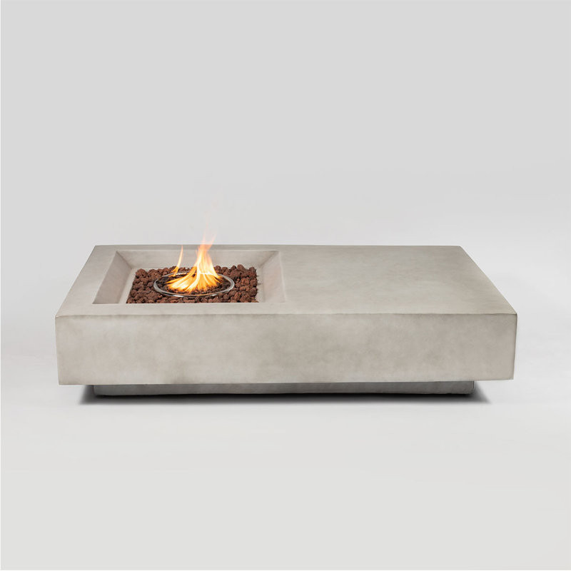 Barnaba 13.8" H x 60" W Concrete Propane Outdoor Fire Pit Table