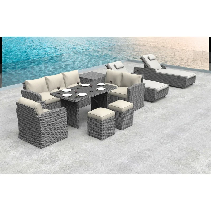 Virginio Wicker/Rattan 10 - Person Seating Group With Cushions