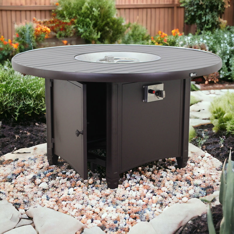 Courtyard Casual Madison 48" Aluminum Firepit 55000-60000 BTU Output Does Not Include Glass Wind Screen