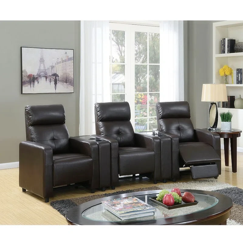 Kiraz Upholstered Home Theater Seating with Cup Holder