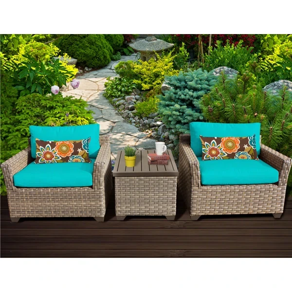 Anupras 3 Piece Outdoor Conversation Set with Club Chairs and Storage Coffee Table