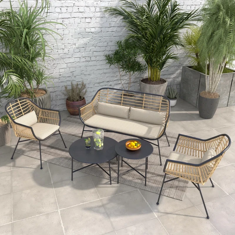 Rogero 4 - Person Outdoor Seating Group with Cushions