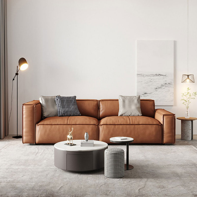 86.61" Genuine Leather Modular Sofa cushion couch