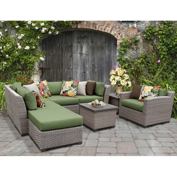 Amjad 8 Piece Rattan Seating Group with Sunbrella Cushions