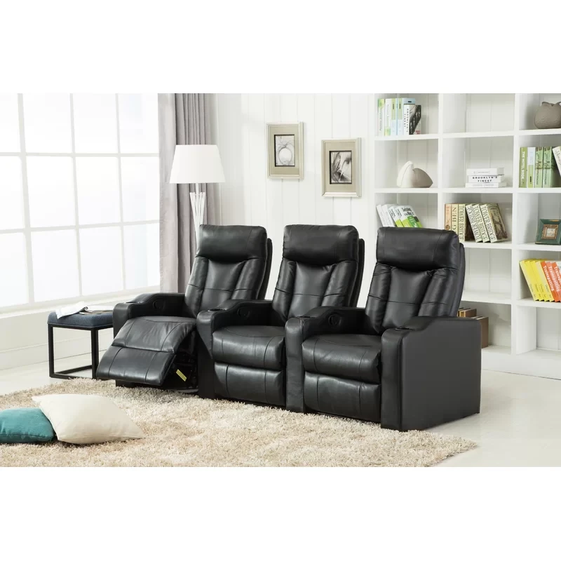 Faux Leather Home Theater Seat with Cup Holder