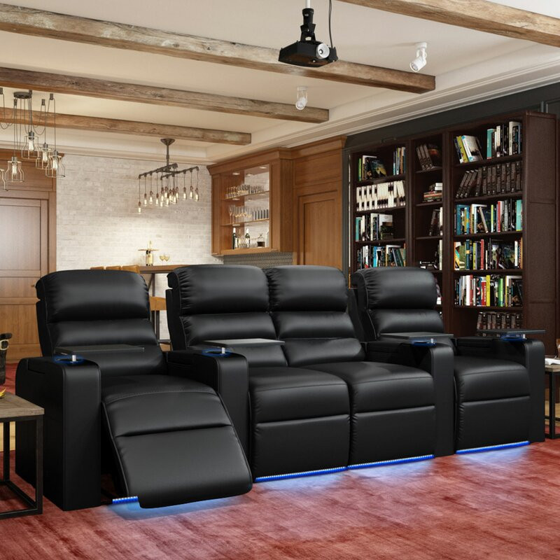 Magnum Upholstered Home Theater Seating with Cup Holder