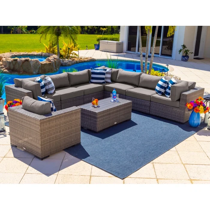 Yussuf 19 Piece Rattan Complete Patio Set with Cushions