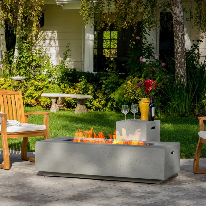 Belle 15" H x 56" W Concrete Propane Outdoor Gas Fire Pit Table