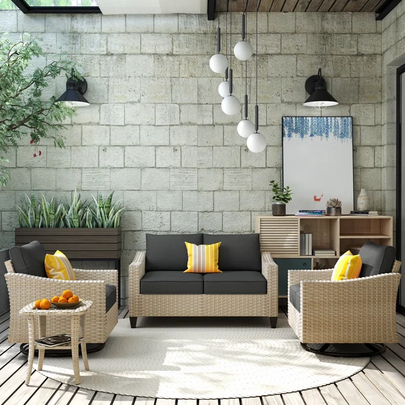 Outdoor 4-Seat Sofa With Coffee Table