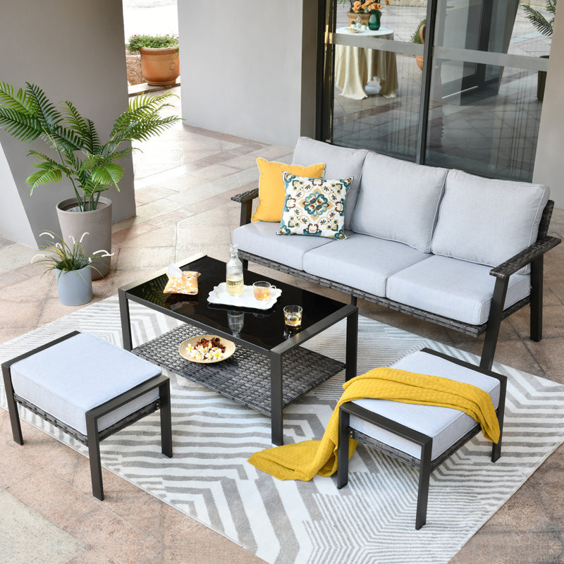 Aisatou 3 - Person Outdoor Seating Group with Cushions