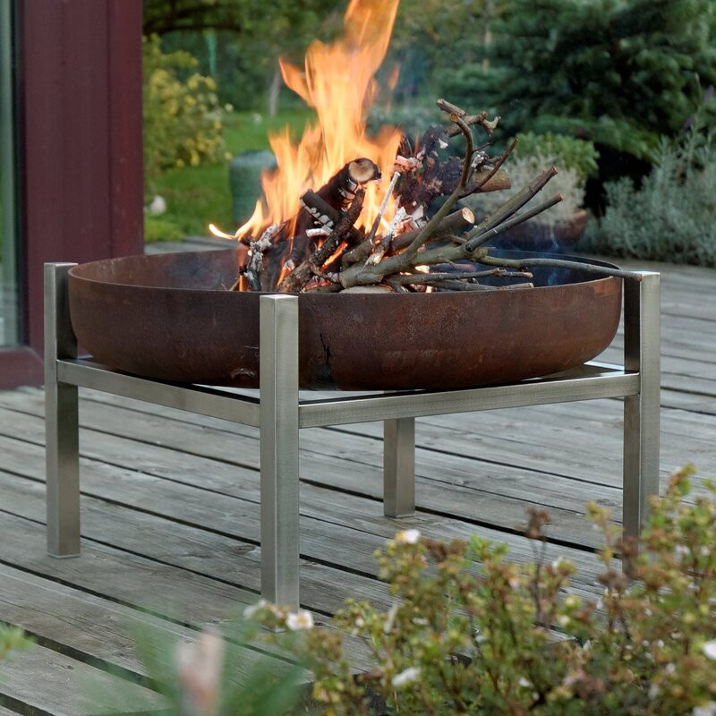 Redekar Stainless Steel Wood Burning Fire Pit 9.8" H x 24.8" W x 24.8" D