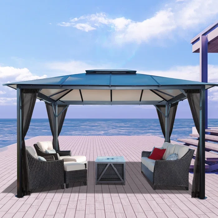 Durham  10 Ft W x 12 Ft D Aluminum Patio Gazebo with Mosquito Netting