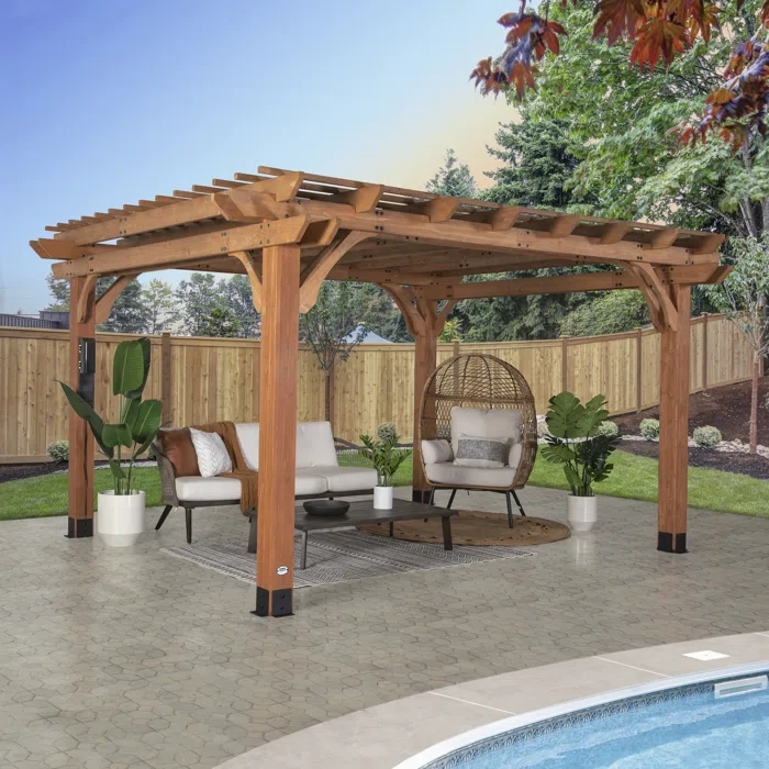 14 ft. W x 12 ft. D  Backyard Discovery Beaumont All Cedar Wooden Pergola