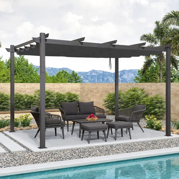 13 Ft. W X 11 Ft. D Aluminum Pergola with Canopy