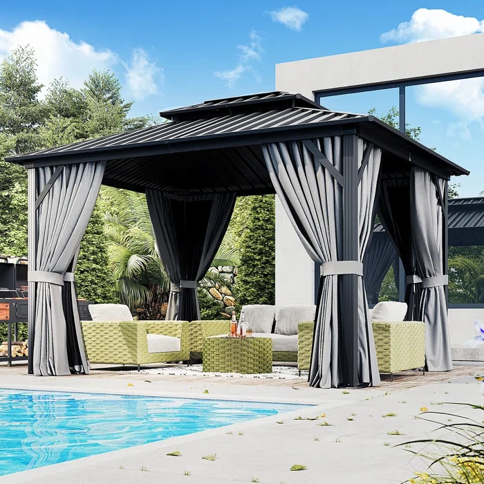 12 Ft. W x 10 Ft. D Metal Patio Gazebo