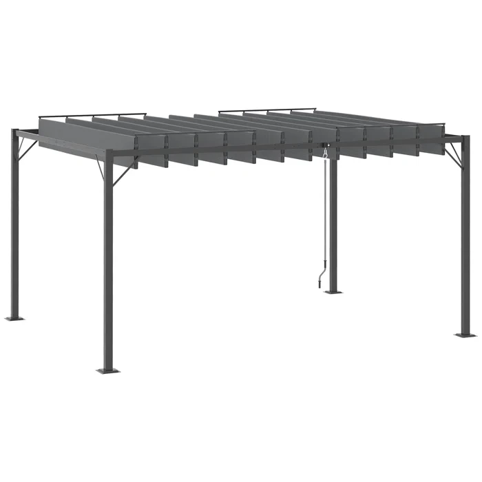 13' W x 10' D Outdoor Louvered Pergola Patio Aluminum Gazebo Canopy With Adjustable Roof Sun Shade For Party, Lawn, Garden, Grey