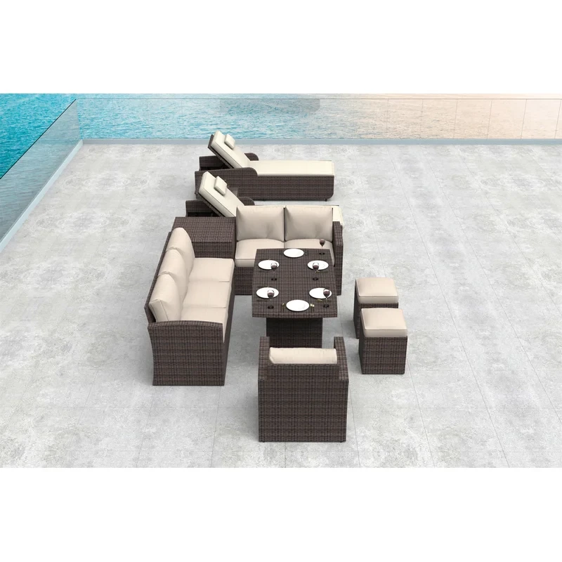 Virginio Wicker/Rattan 10 - Person Seating Group With Cushions