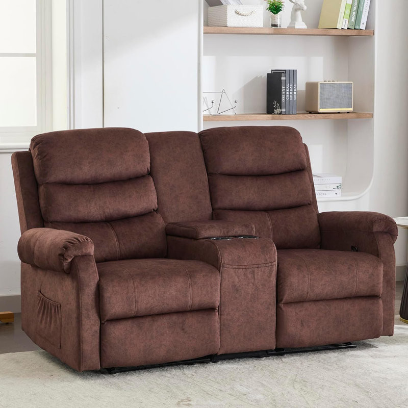 Manual Loveseat Reclining Sofa Couches with Console Double Recliner