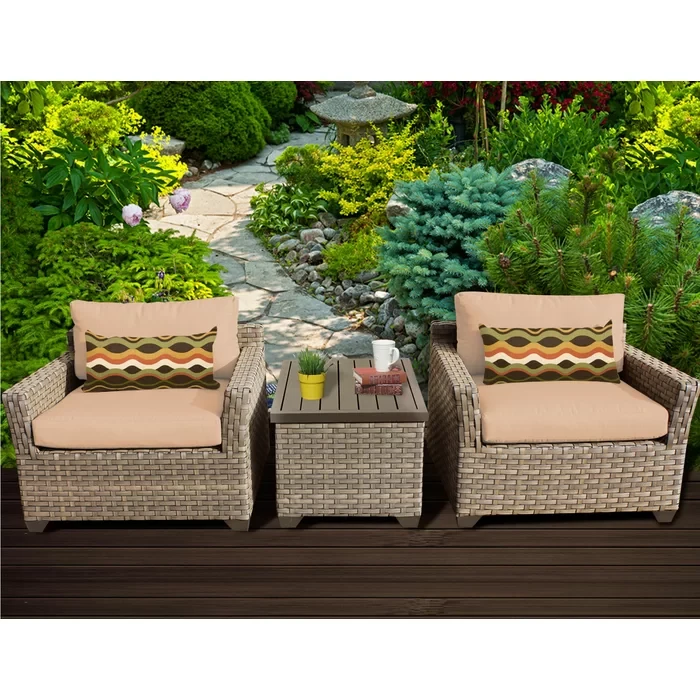 Anupras 3 Piece Outdoor Conversation Set with Club Chairs and Storage Coffee Table