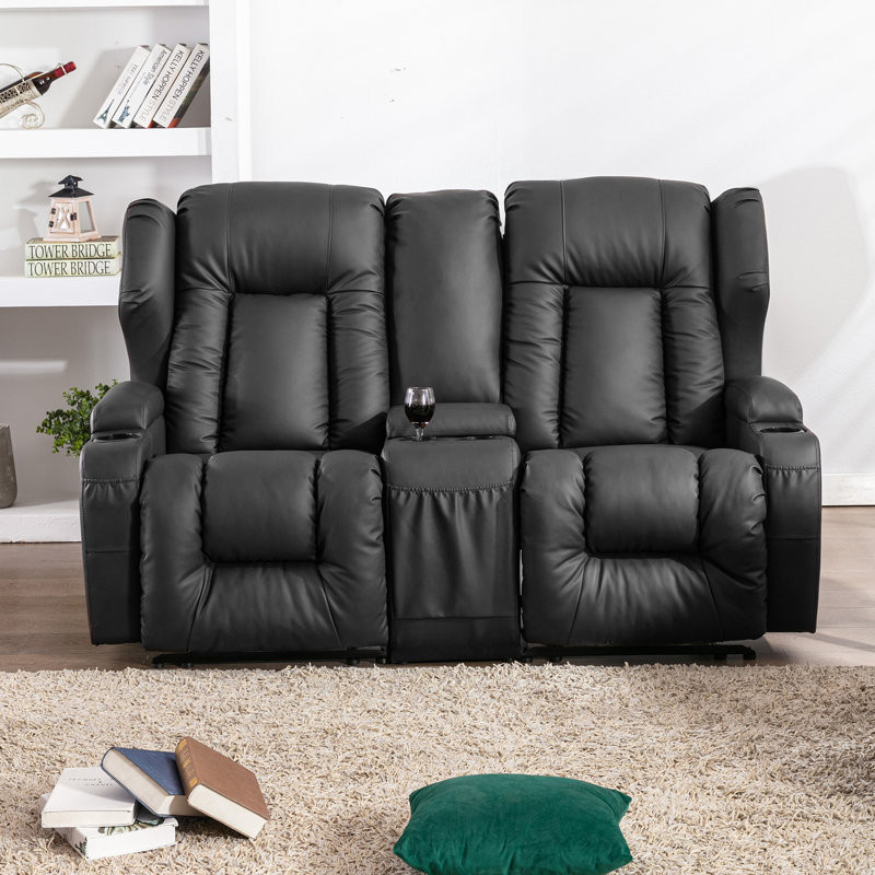 Faux Leather Home Theater Seating with Cup Holder