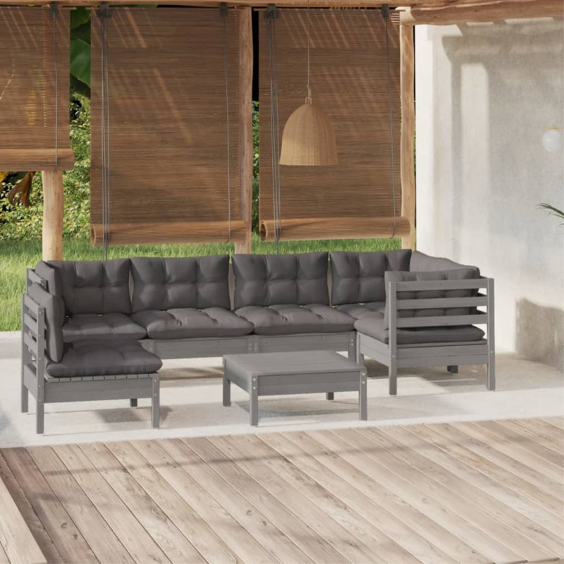 Leshell Pinewood 7 Piece Sectional Seating Group with Cushions