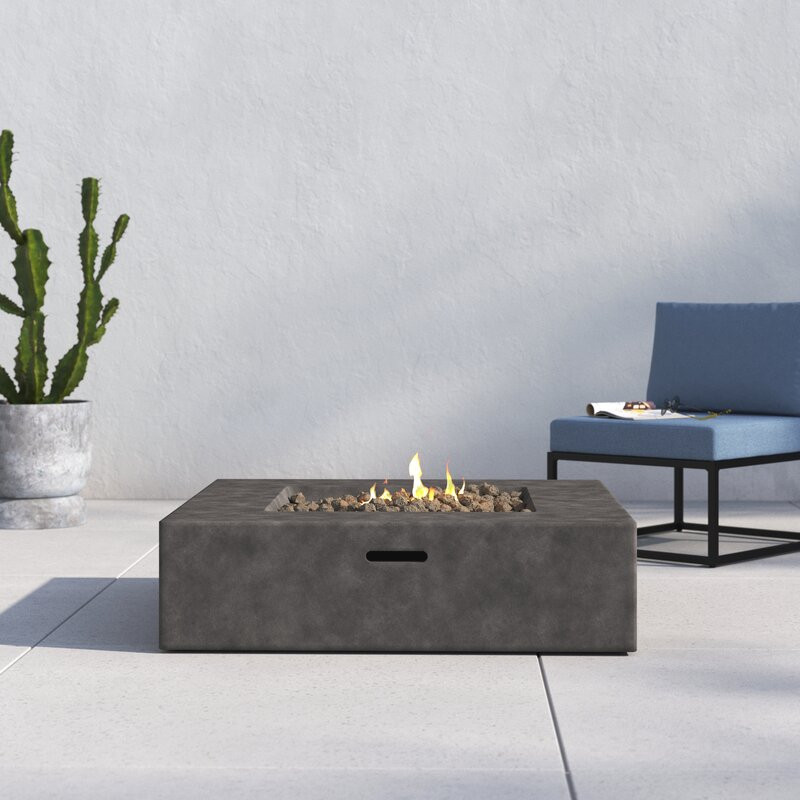 Rashid 12" H Concrete Outdoor Fire Pit Table 12" H x 42" W x 42" D