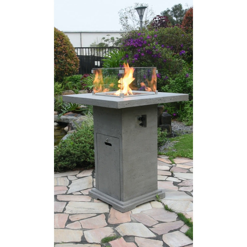 Montreal 34" Concrete Propane Fire Pit Bar Table - by Elementi