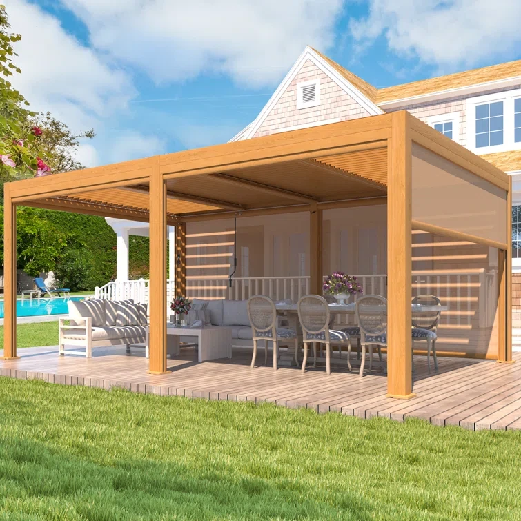 12' X 20' Motorized Aluminum Louver Pergola, Patio Pergola