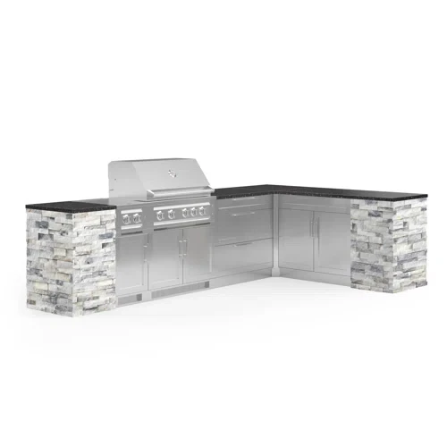 Outdoor Kitchen Signature Series 11 Piece L Shaped Cabinet Set with 36 in. Natural Gas Grill