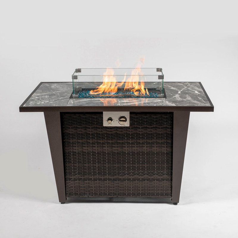 Jodilynn 24.8'' H x 42'' W Propane Outdoor Fire Pit Table with Lid