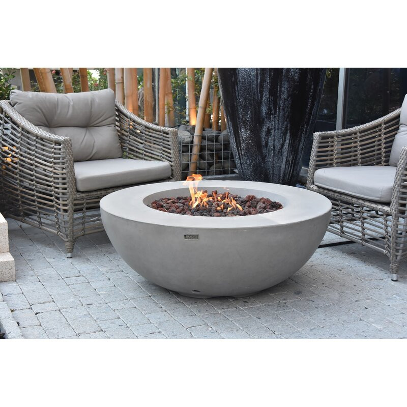 Schoen Roca Outdoor Concrete Fire Table Bowl 15.7" H x 42.1" W x 42.1" D