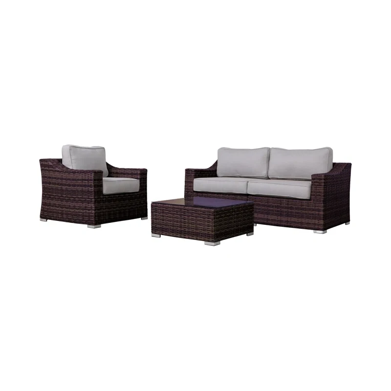 Moyeda Wicker Fully Assembled 3 - Person Seating Group with Cushions