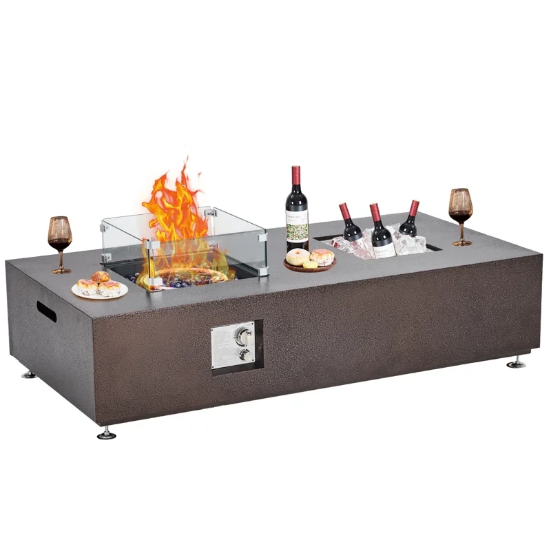 Maurio 13" H x 56" W Propane Outdoor Fire Pit Table