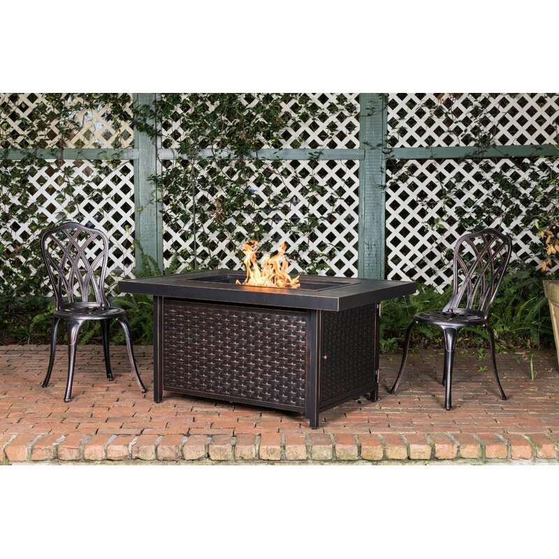 Longshore 48" Rectangular Woven Aluminum Convertible Gas Fire Pit Table