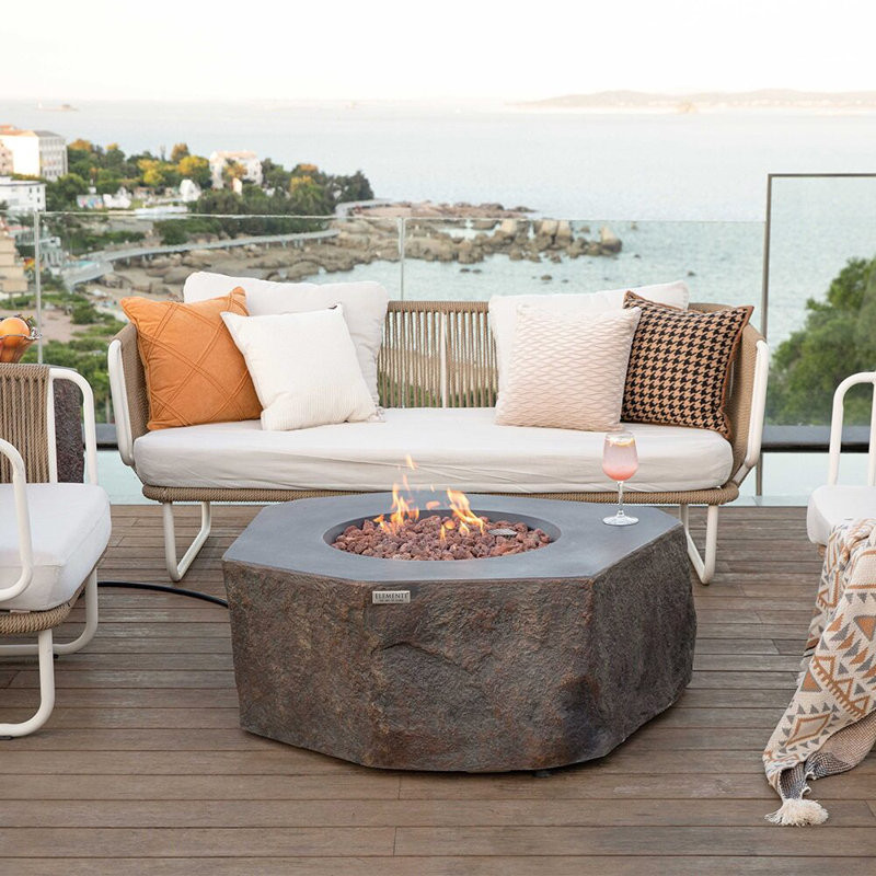 Columbia 42" Polygon Concrete Outdoor Fire Pit Table - by Elementi