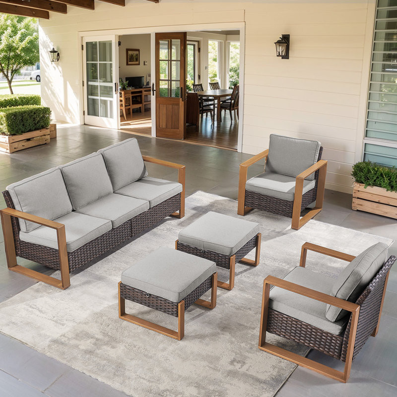 Zaheera 5 - Person Outdoor Seating Group with Cushions