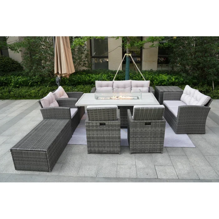 Alseepa 9 - Person Outdoor Seating Group with Cushions