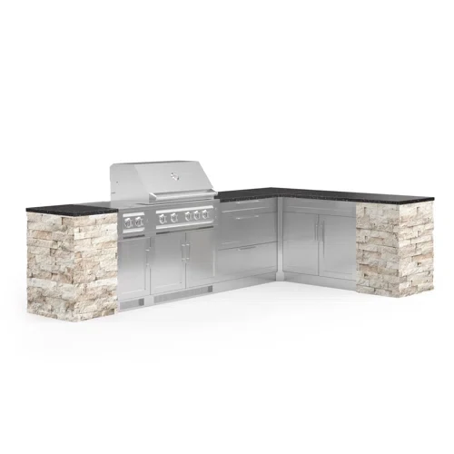 Outdoor Kitchen Signature Series 11 Piece L Shaped Cabinet Set with 36 in. Natural Gas Grill