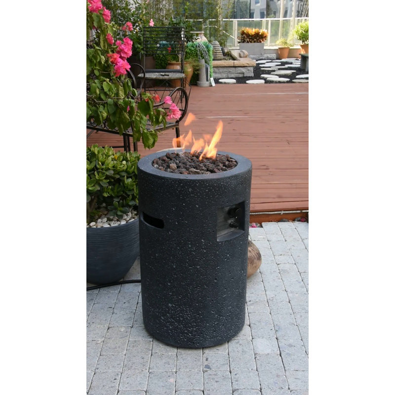 Emestine Lava Tube 18" Concrete Propane Fire Column-by Modeno