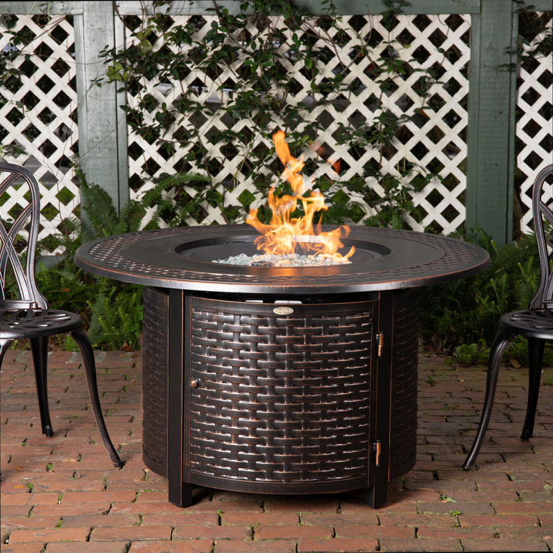 Majors Bellante 44" Round Woven Aluminum Convertible Gas Fire Pit Table